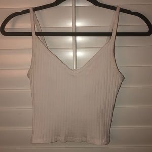 Ribbed white crop tank top